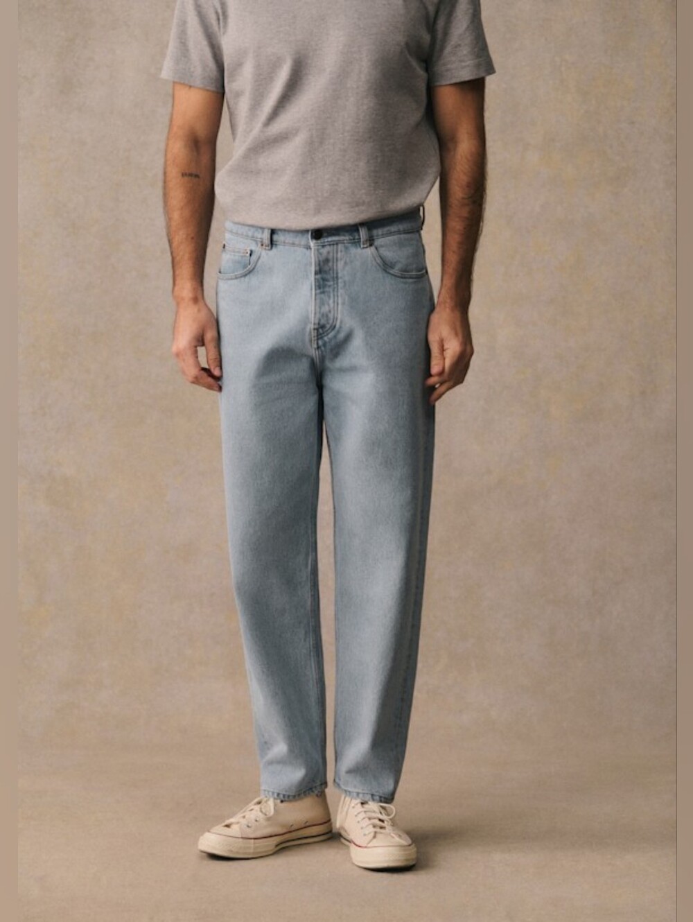 Sézane Jean Barkley Men Size 31 100% Cotton Light Blue Wide Tapered Cut Leg
